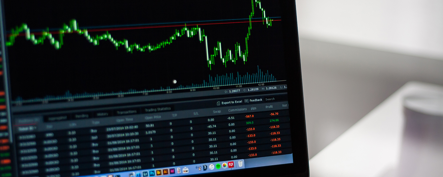 computer screen with financial info