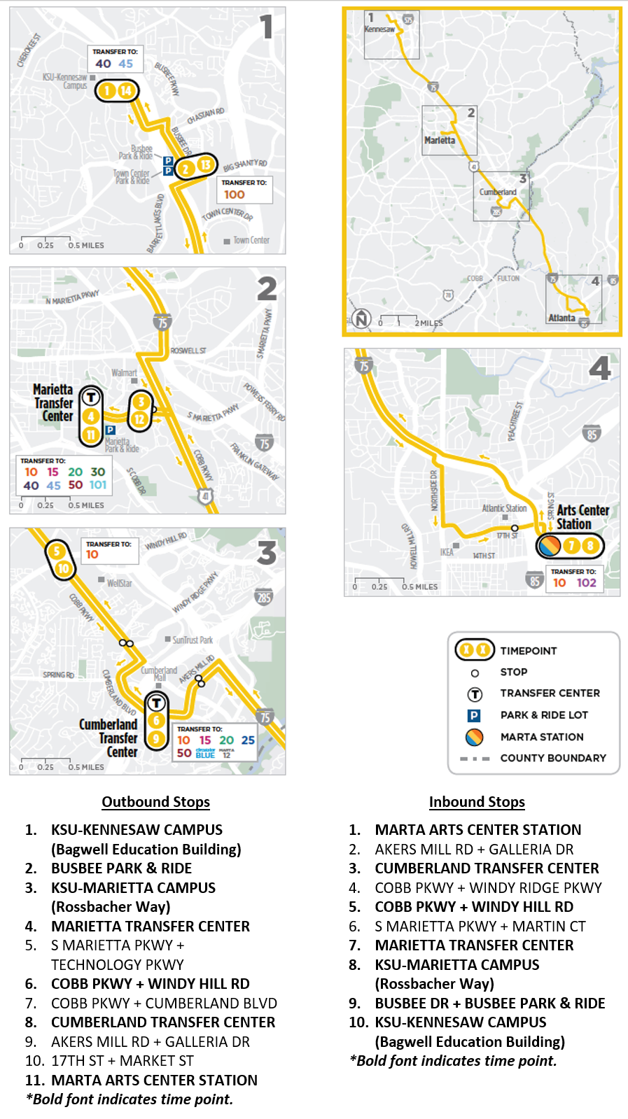 Picture of Rapid 10 Route Map with Stops Listed