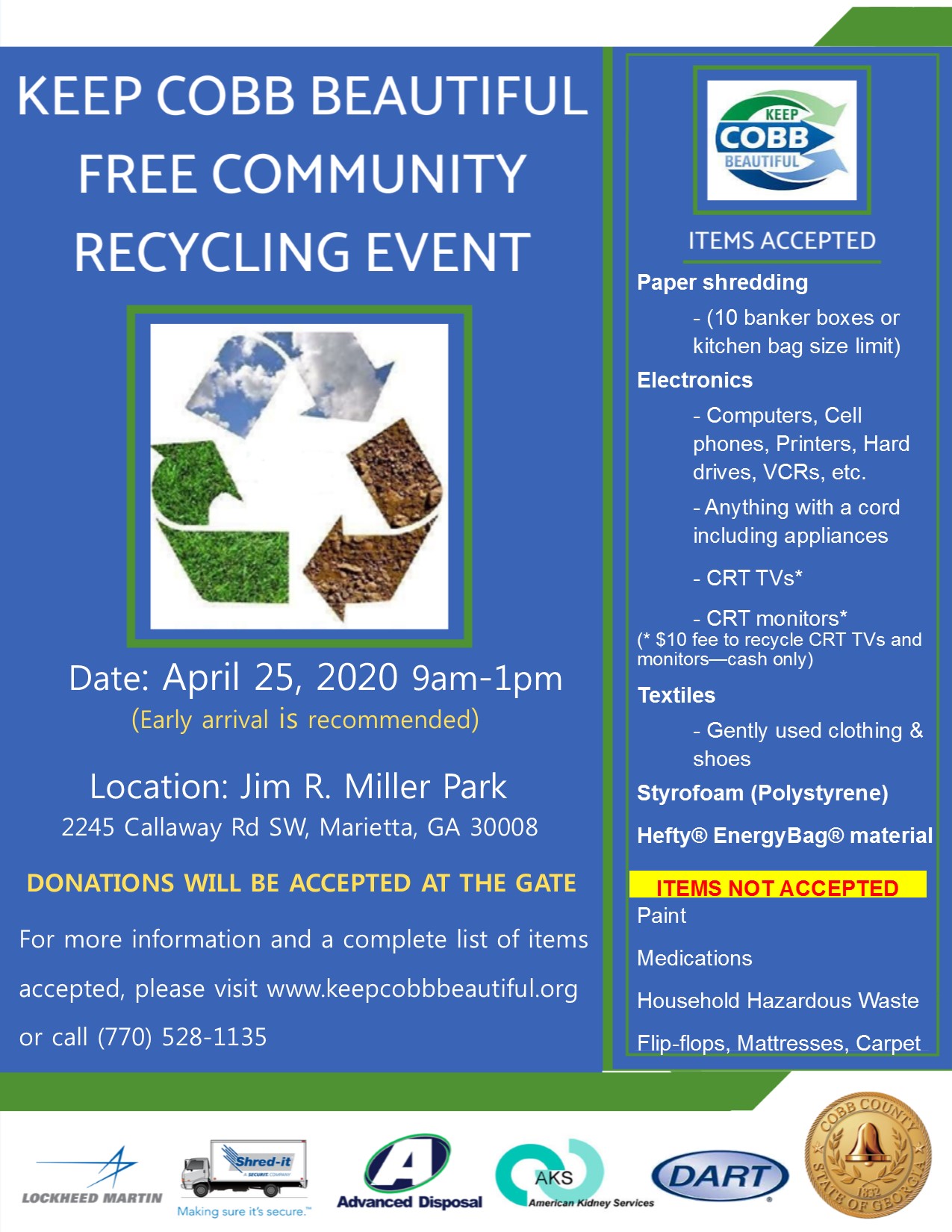 Keep Cobb Beautiful Community Recycling Flyer