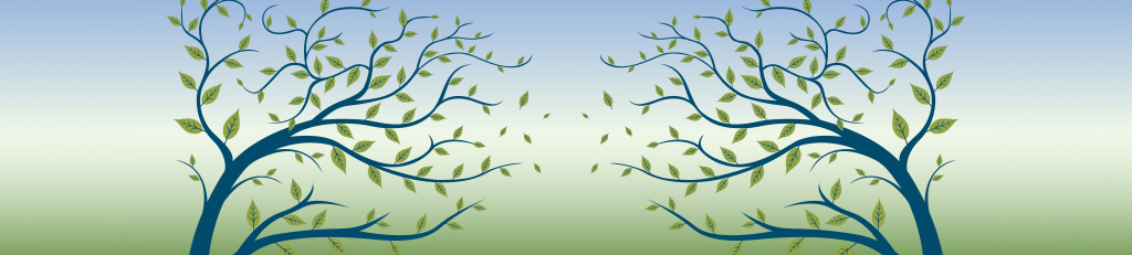 Illustrated trees with gradient background