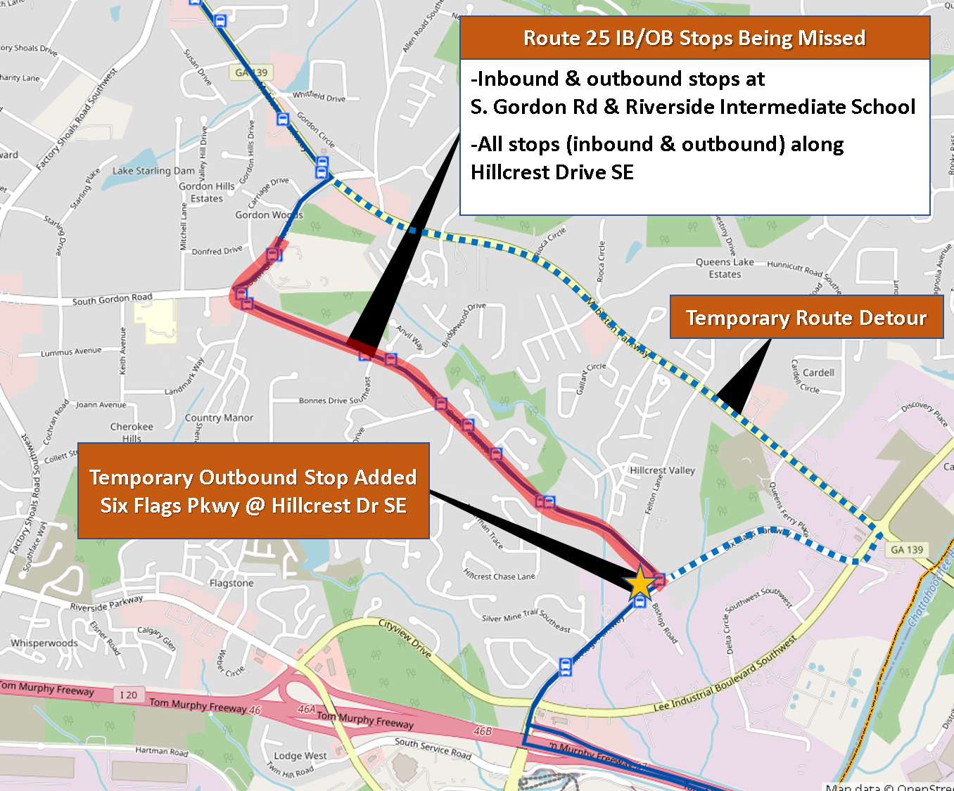 Map of route 25 detour
