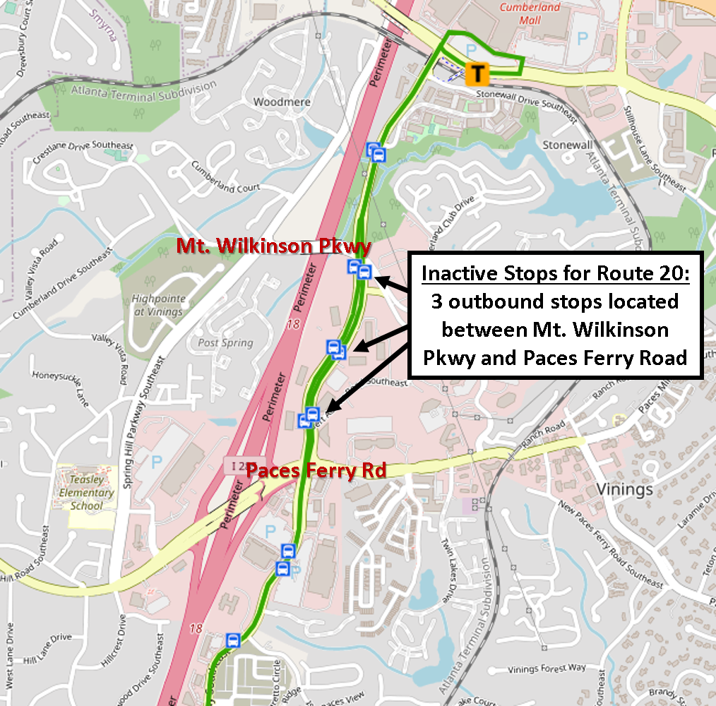 Map of Cumberland Parkway sidewalk closure location