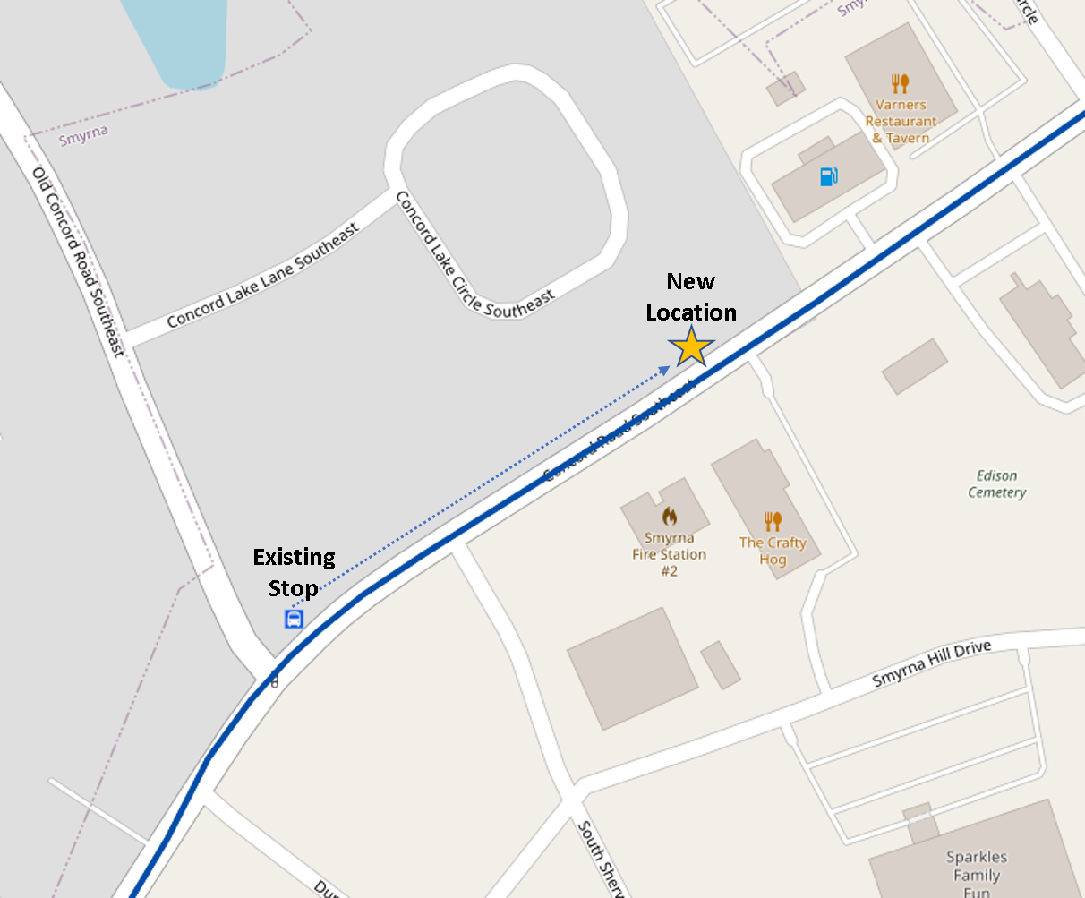 Picture of existing and new stop location