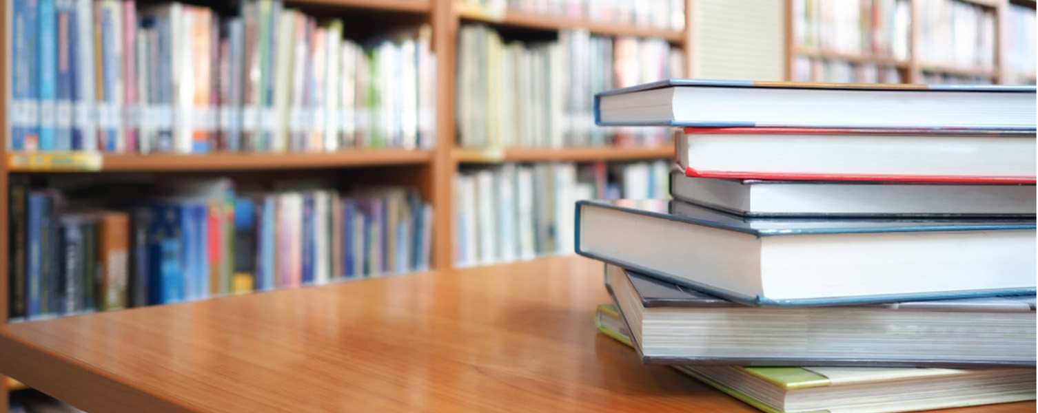 library books on desk