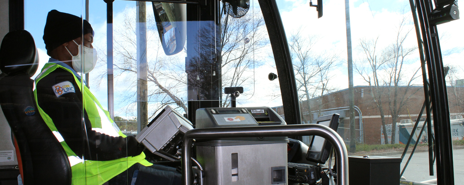 Picture of driver/passenger partition on CobbLinc bus