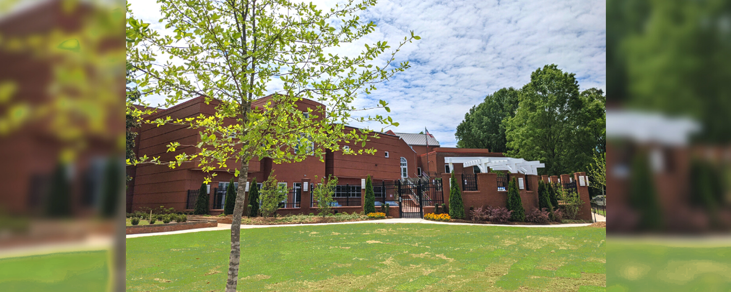 photograph of exterior of Switzer Library as seen from the corner of Alexander Street and Roswell Street