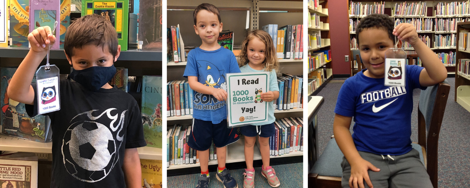 photo collage of children who have completed the 1000 Books B4 Kindergarten early literacy program