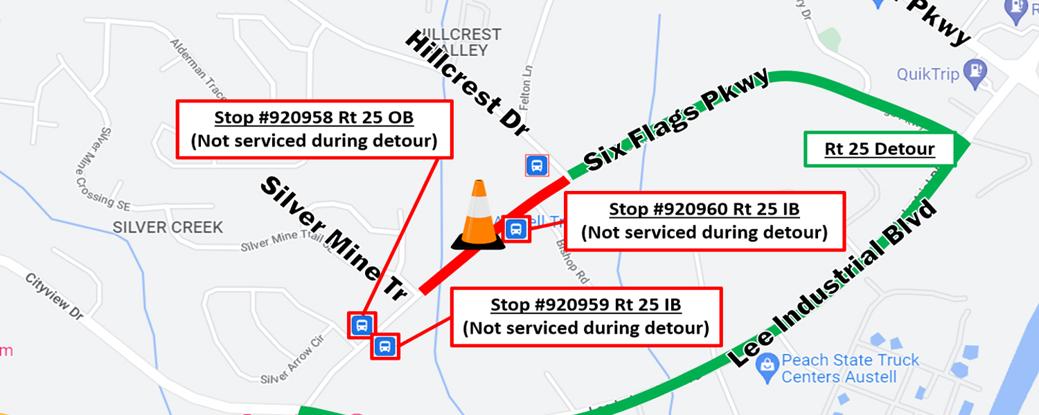 Map showing location of road closure