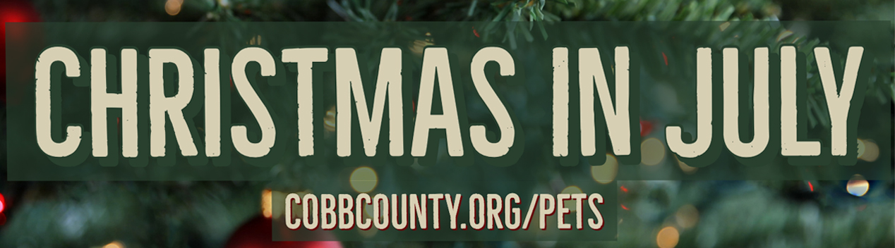 Christmas in July banner for Animal Services