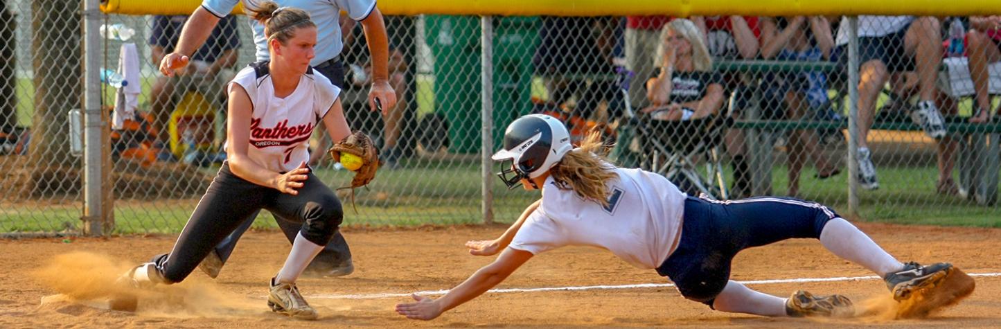Girls playing softball
