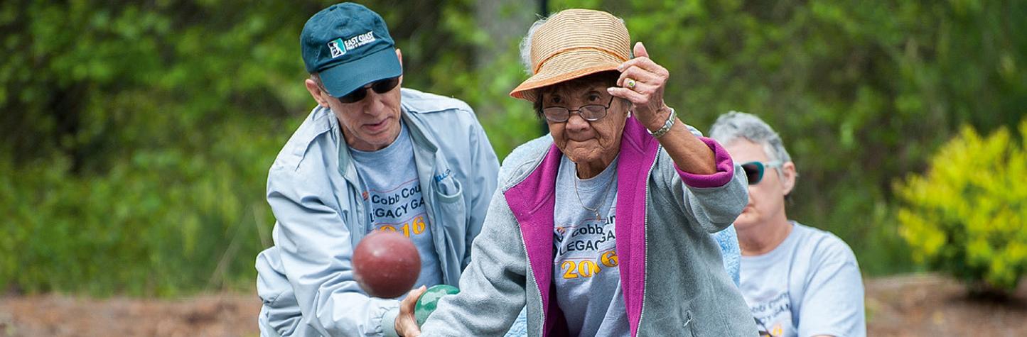 Seniors playing bocce ball