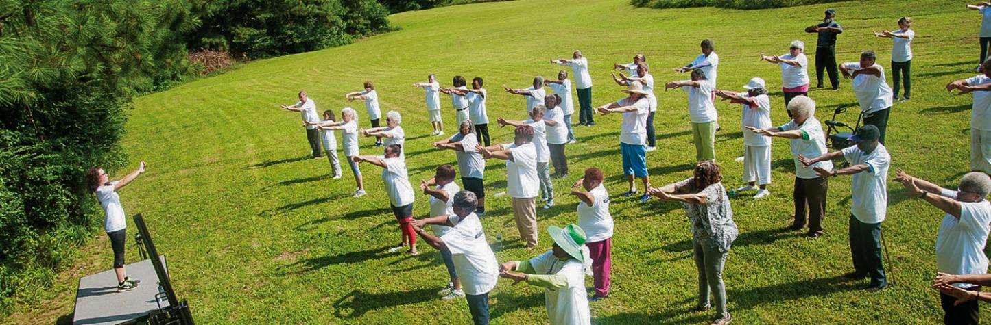 Seniors doing Tai chi