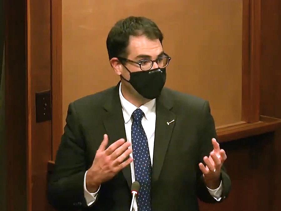 Judge Murphy speaking in front of Commission