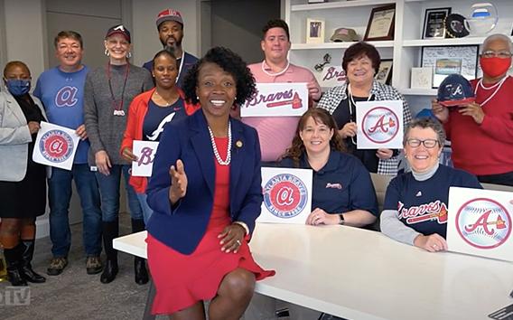 Cobb Celebrates The Braves Winning The 2021  World Series