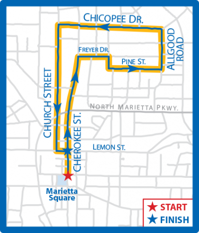 Make-A-Wish 5K Race Route Map