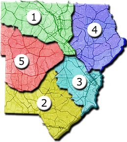 Colored map of county precincts