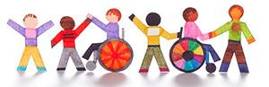 graphic image of children waving, some in wheelchairs