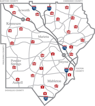 Locations of Cobb County fire stations