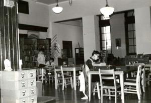 black and white photograph showing inside of the old Main Library 1963