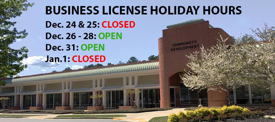 Business License Holiday Hours