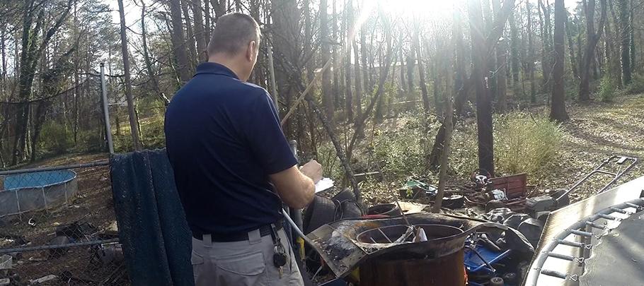 Litter and Debris in a backyard