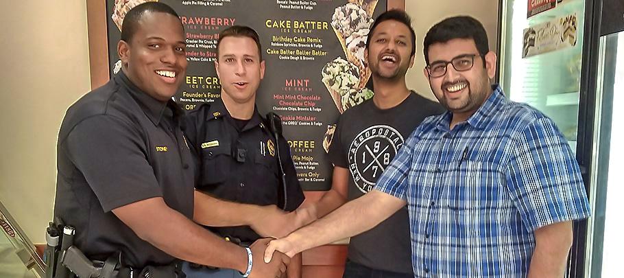 Officers with Community at Ice Cream Shop