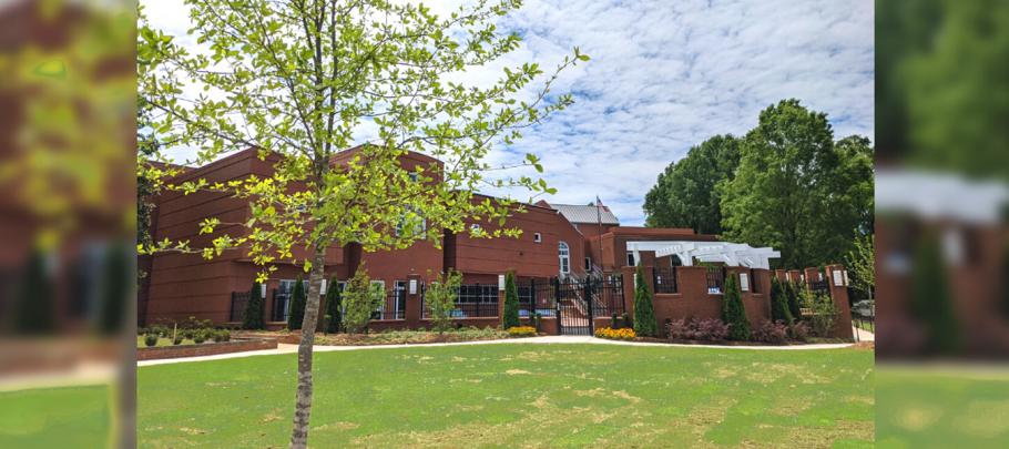photograph of exterior of Switzer Library as seen from the corner of Alexander Street and Roswell Street