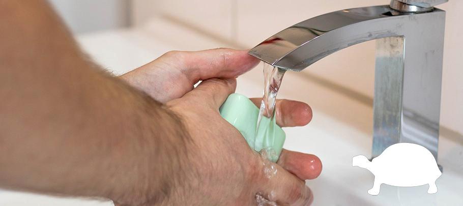 Washing hands in a sink
