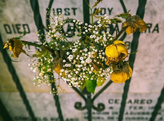 Gravestone with Yellow Flowers