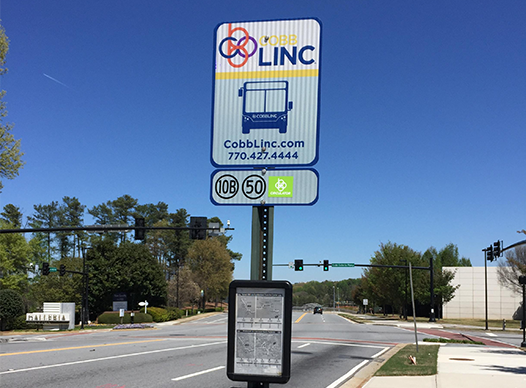 Picture of CobbLinc bus stop sign
