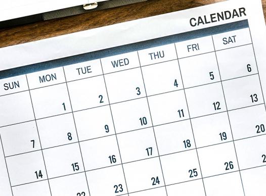 Calendar on Table with Accessories