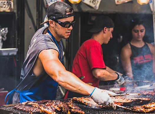 Man grilling ribs