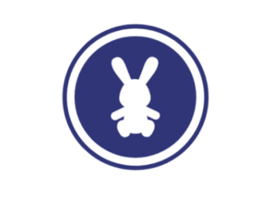 purple circle with a white toy rabbit in the middle