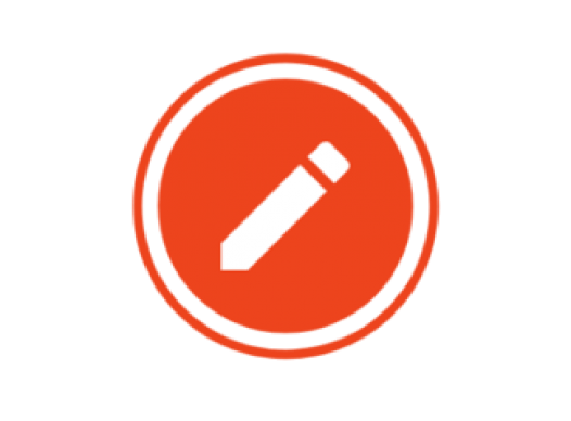 red circle with a white pencil in the middle