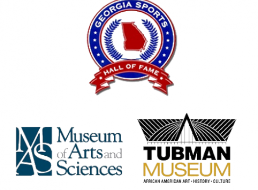 logos for the GA Sports Hall of Fame, the Tubman Museum, and the Museum of Arts and Sciences