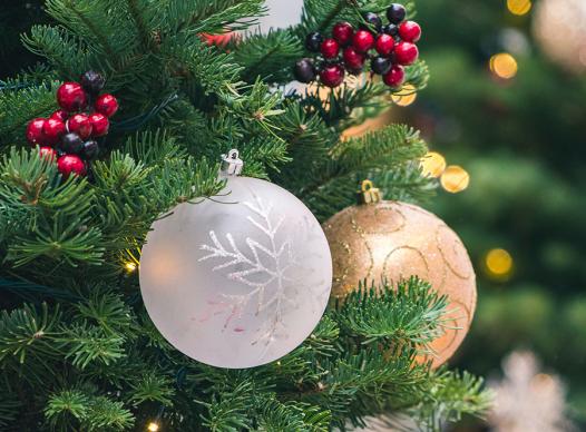 White and gold Christmas ornaments