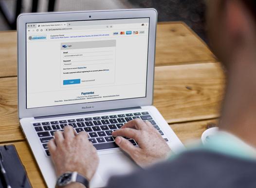 Water bill payment website on laptop