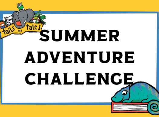 gold background with white box with text 'Summer Adventure Challenge'