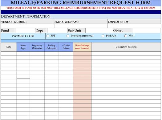 T4 Mileage Reimbursement Form