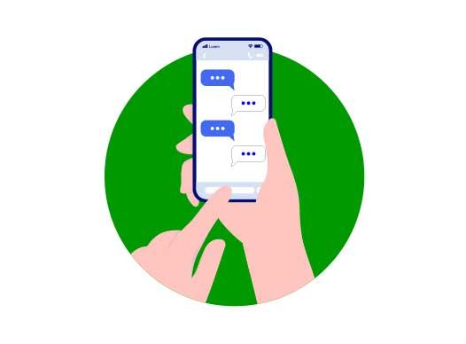 Hands holding phone texting
