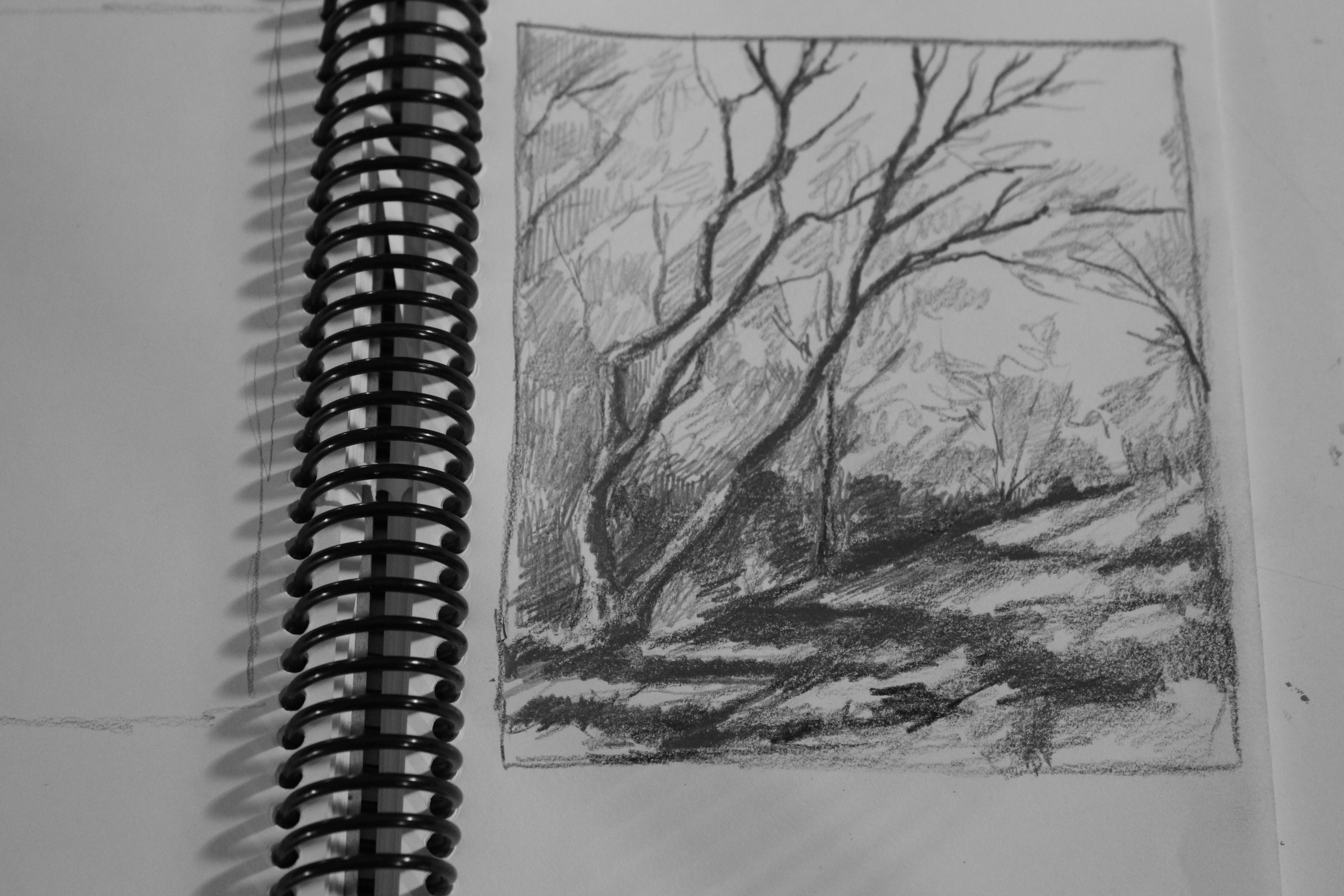 thumbnail sketch in sketchbook