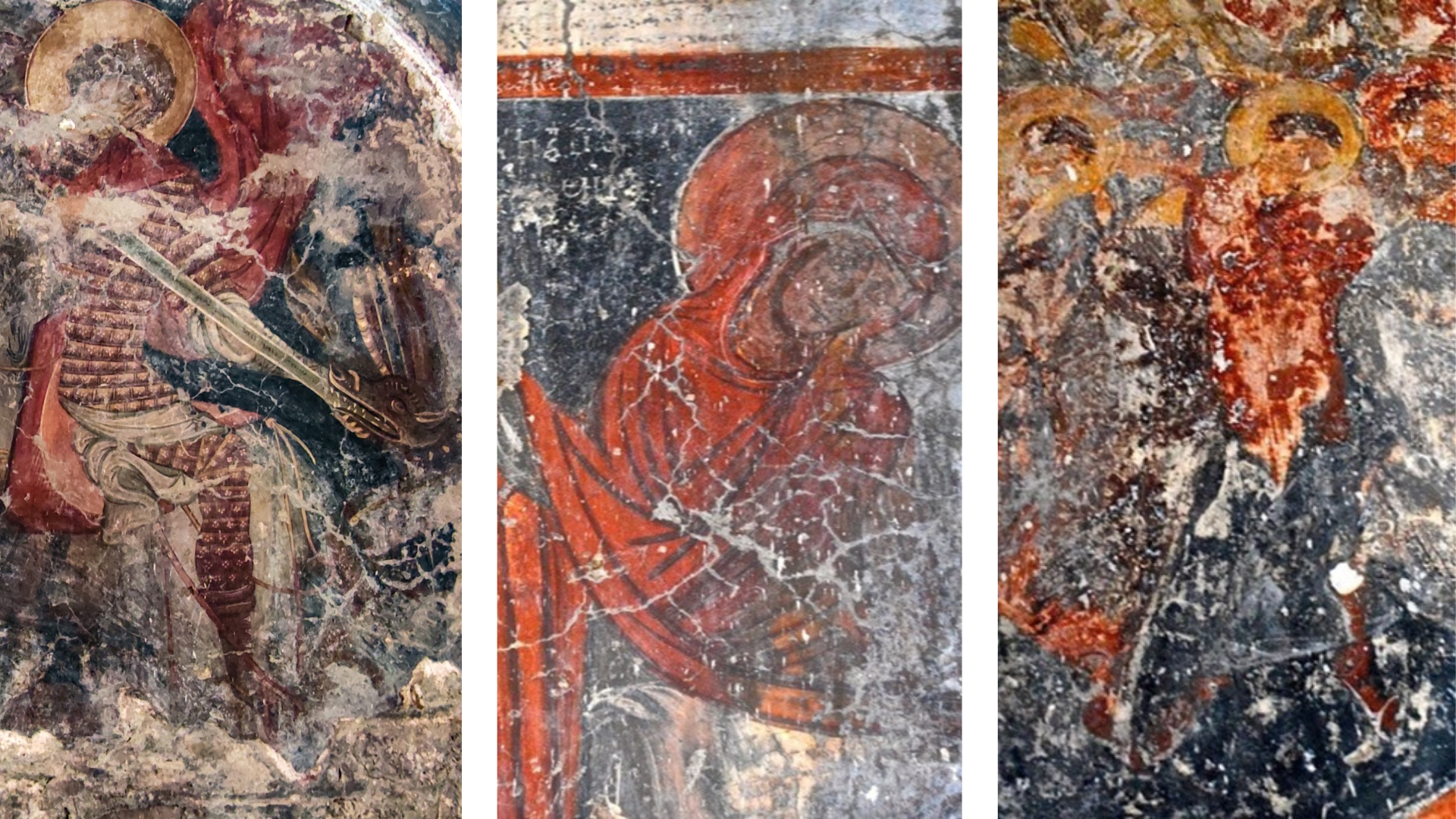 Frescoes in Saint Kirikos Lissos, Crete Greece