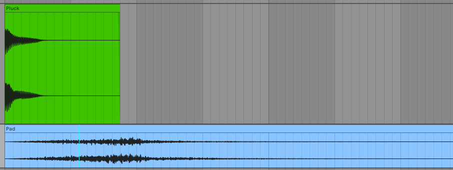 deux ondes sonores : un son percussif avec peu de sustain et un son doux avec du sustain