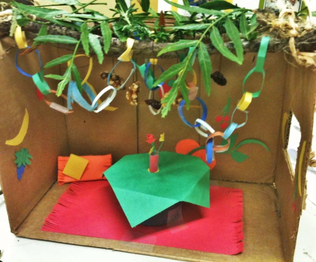Succah built while reading and teaching ALL OF A KIND FAMILY by Sydney Taylor - a creative teaching idea from LitWits Workshops