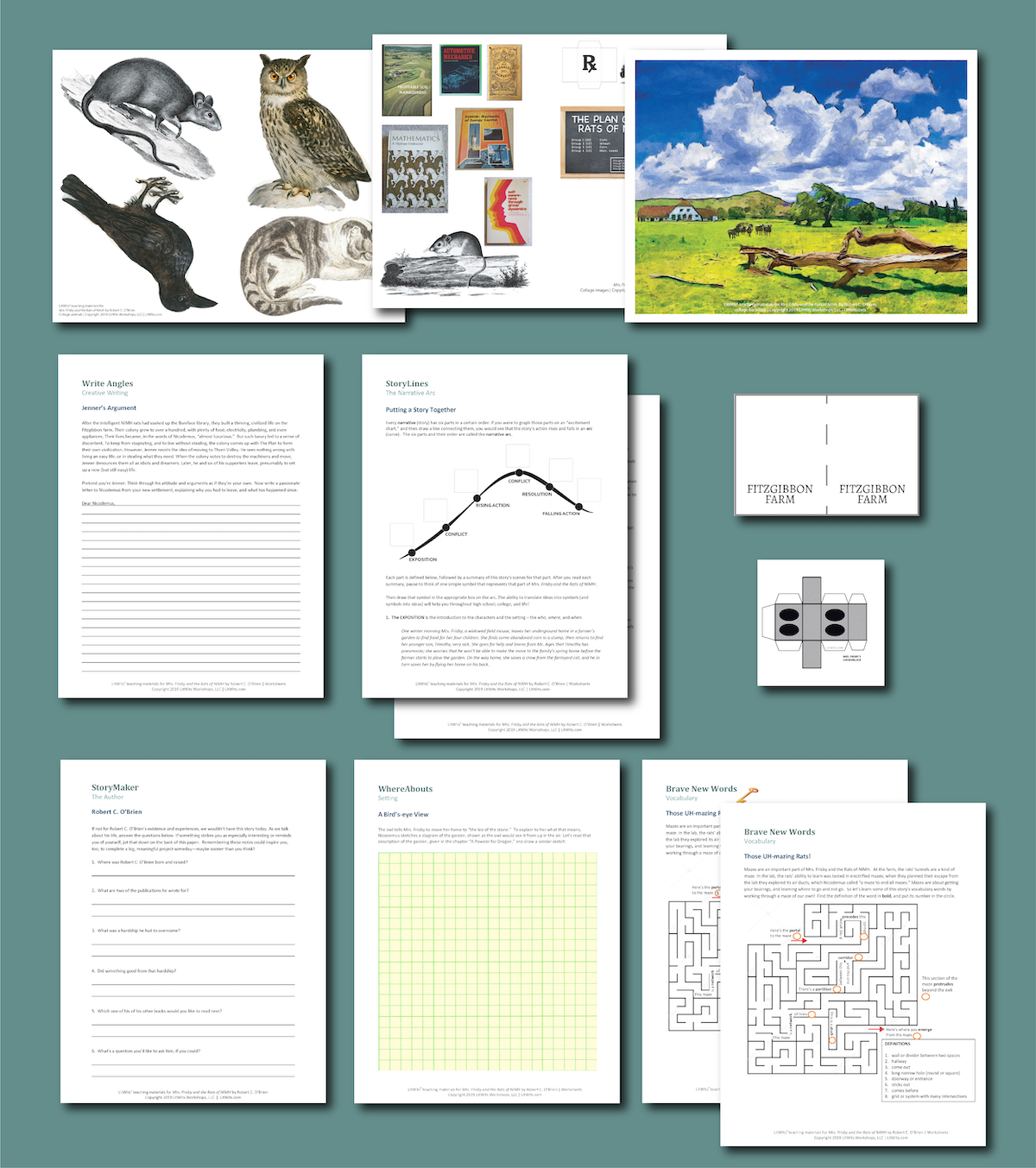 LitWits activity printables and worksheets for MRS FRISBY AND THE RATS OF NIMH