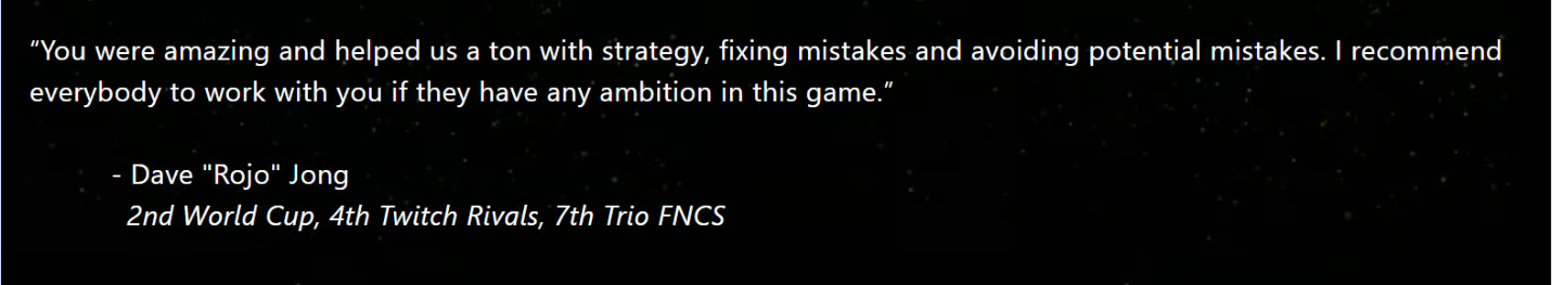 2nd Place in World Cup Rojo Said - " You were amazing and helped us a tonne with strategy fixing mistakes. I recommend everybody to work with you"