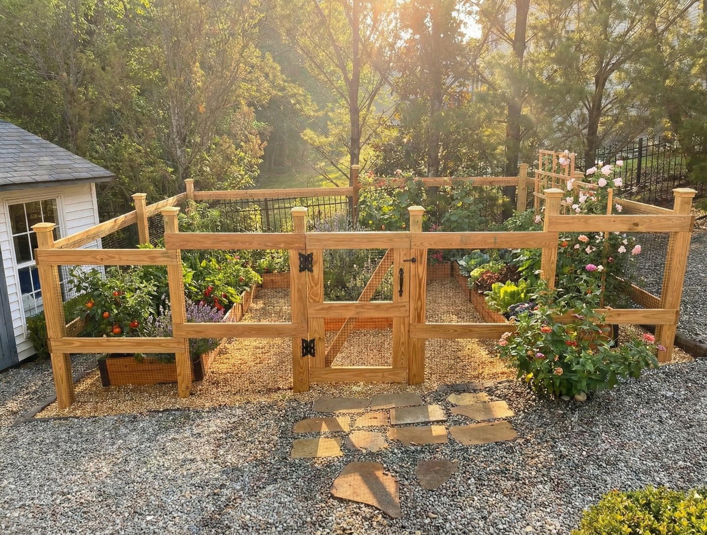 U Shape Garden with Treated Lumber FenceU-Shaped Raised Bed Garden Installation in New Jersey (Holmdel Project)
