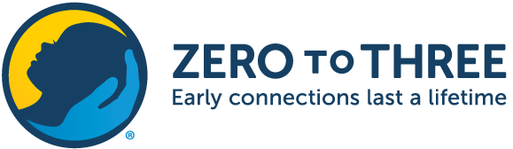 Zero to Three logo of a baby's head being cradled in an adult's hand.