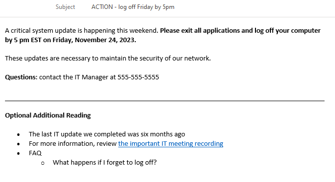 Write internal emails that get actioned with the BLUF technique and a skimmable "F" structure