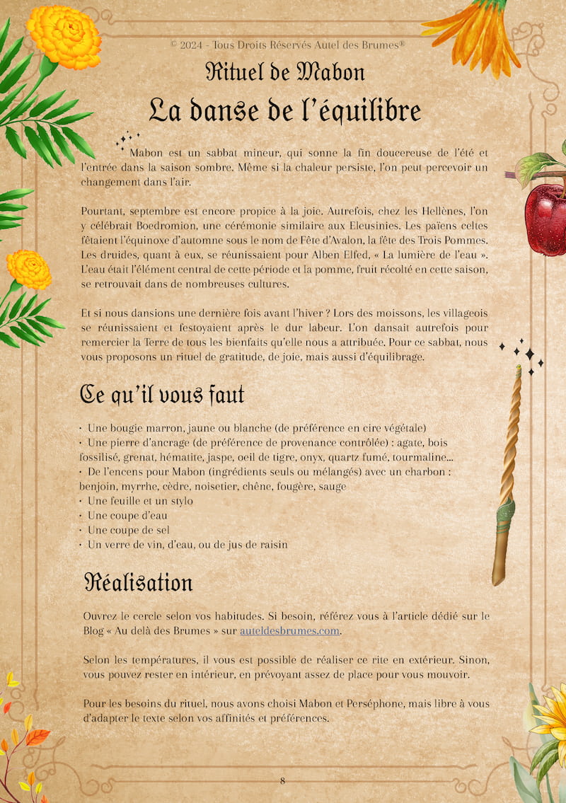 Extrait du Rituel de Mabon